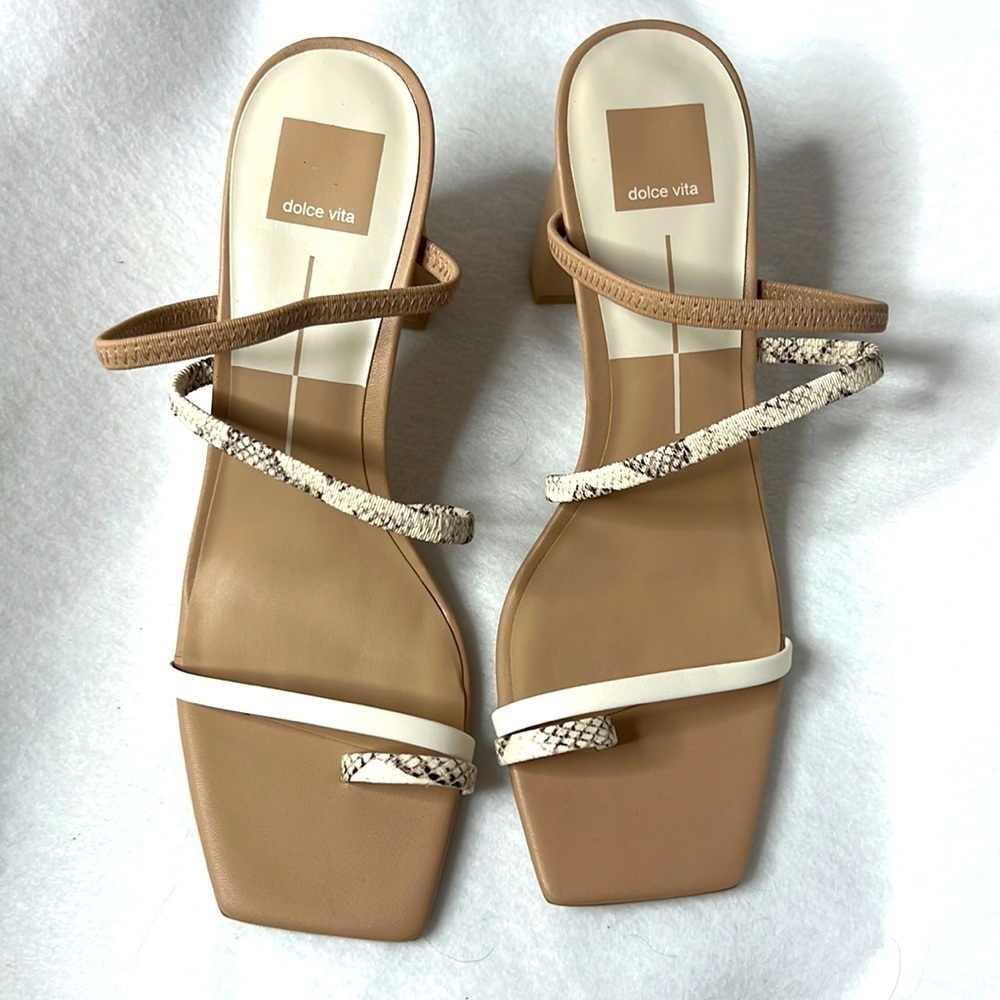 NWT Dolce Vita heeled Sandal animal print strappy nude neutral - Size 10 A00137